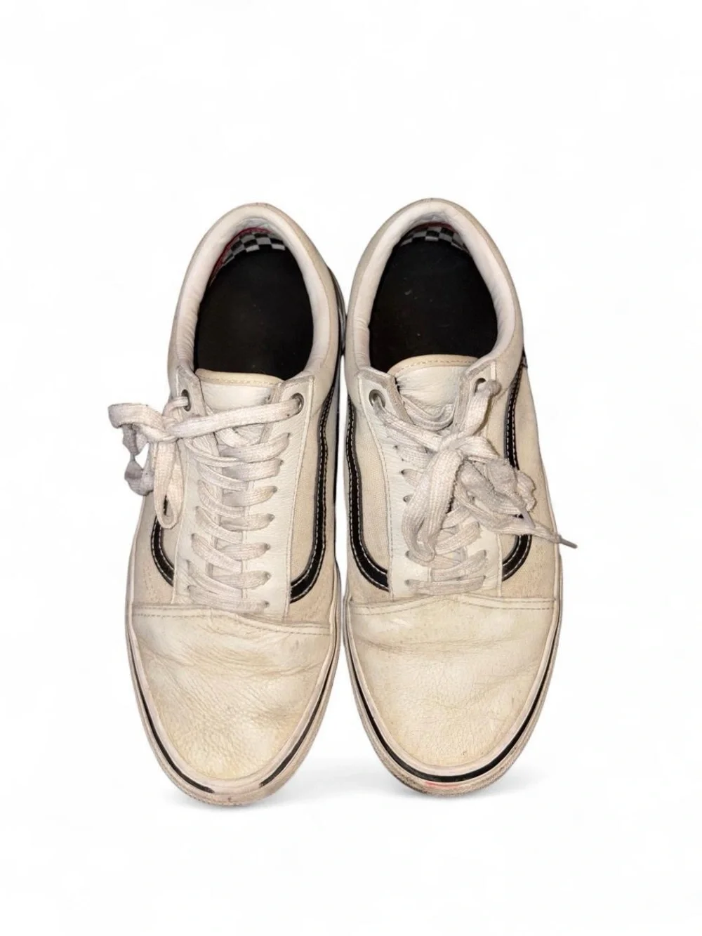 Vans Off-White Low-Top Sneakers with Black Side Stripe